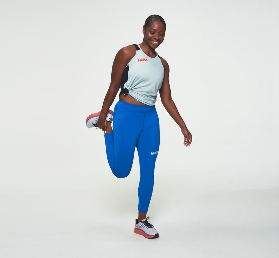 Hoka One One Pants Womens Blue - Performance Crop Tight - 10453LIDV